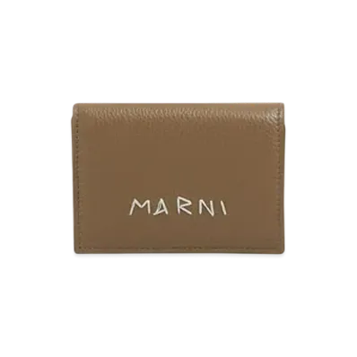 Marni Leather Trifold Wallet with Marni Mending Embroidery "Creta"