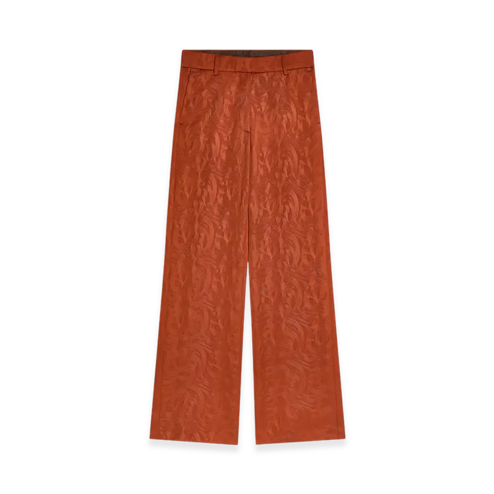 DRIES VAN NOTEN Women's Slouchy Jacquard Pants "Rust"