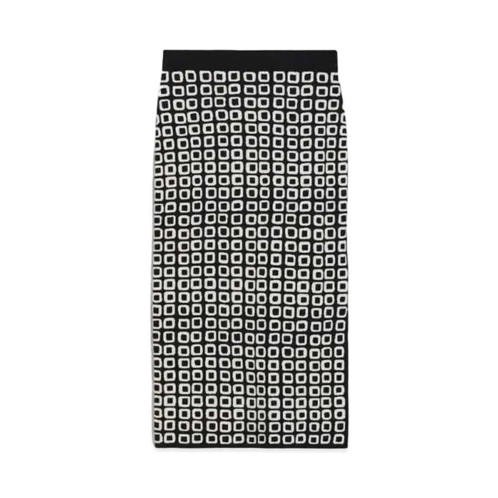 Max Mara Dalmine Jacquard Viscose Pencil Skirt "Navy"