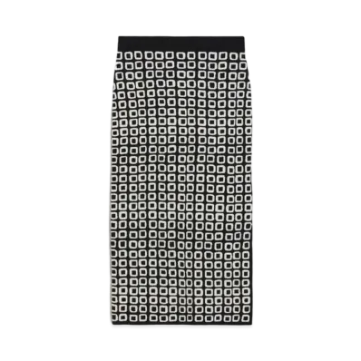 Max Mara Dalmine Jacquard Viscose Pencil Skirt "Navy"
