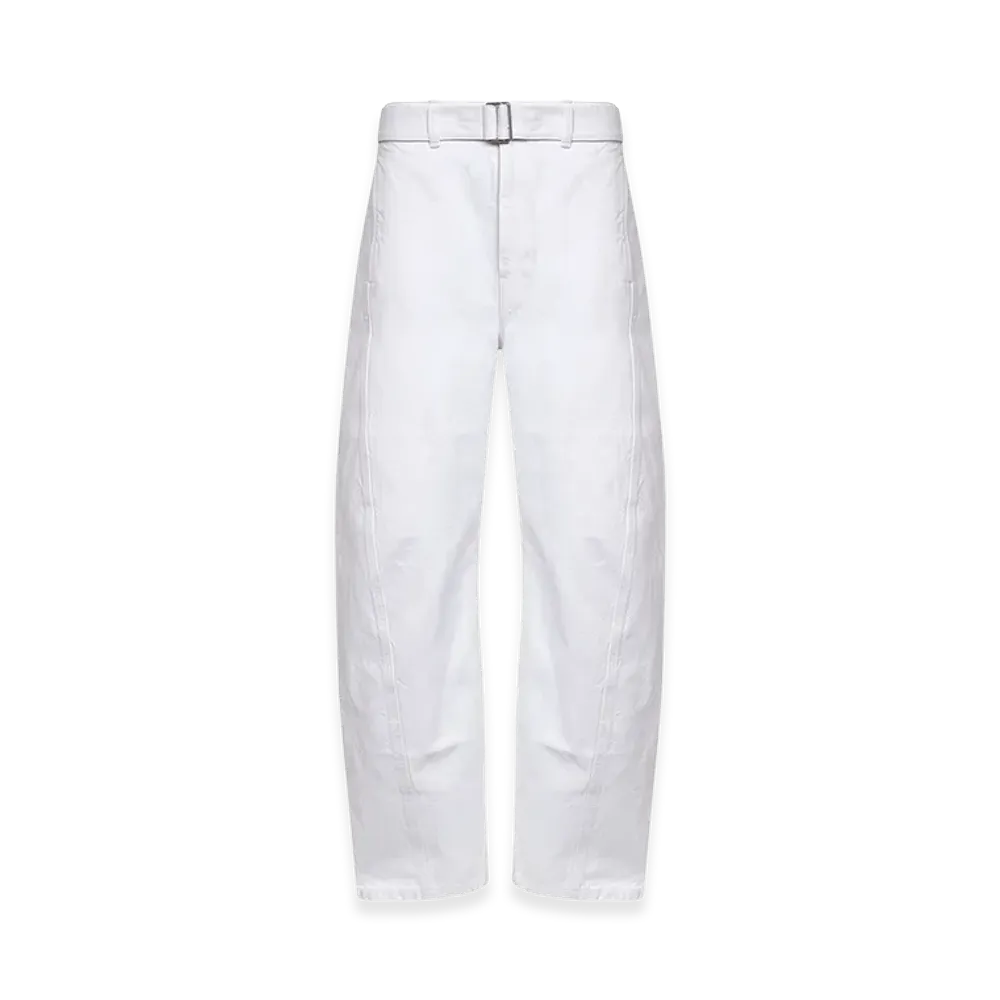 LEMAIRE Women's Bleached Heavy Denim Trousers With Belt "White"