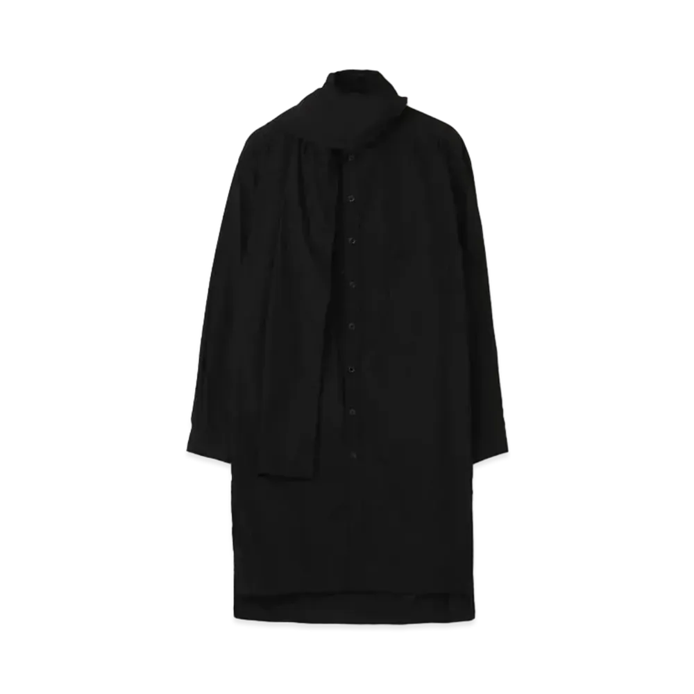 Yohji Yamamoto Pour Homme CHAIN STITCH BROAD STOLE COLLAR BLOUSE "Black"