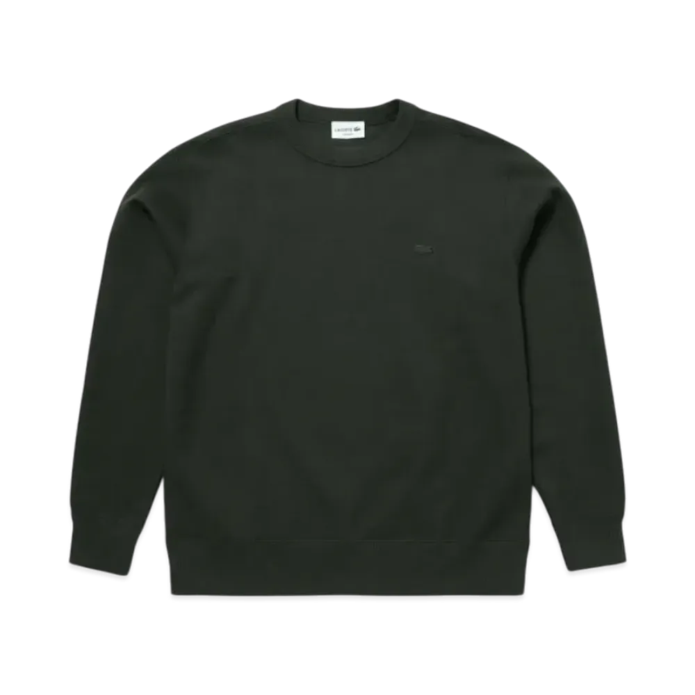 LACOSTE Pique Knit One Tone Crew Neck "Khaki Olive"