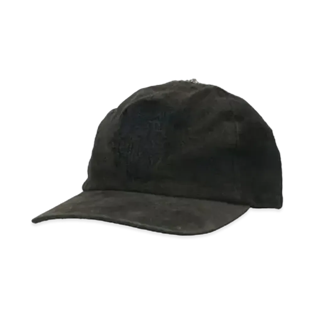 Chrome Hearts Slouchy 5 Panel Suede Leather Cap "Black/Silver"