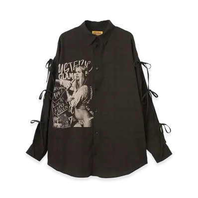 HYSTERIC GLAMOUR Hysteric Typical Girls Slit Ribbon Shirt "Black"