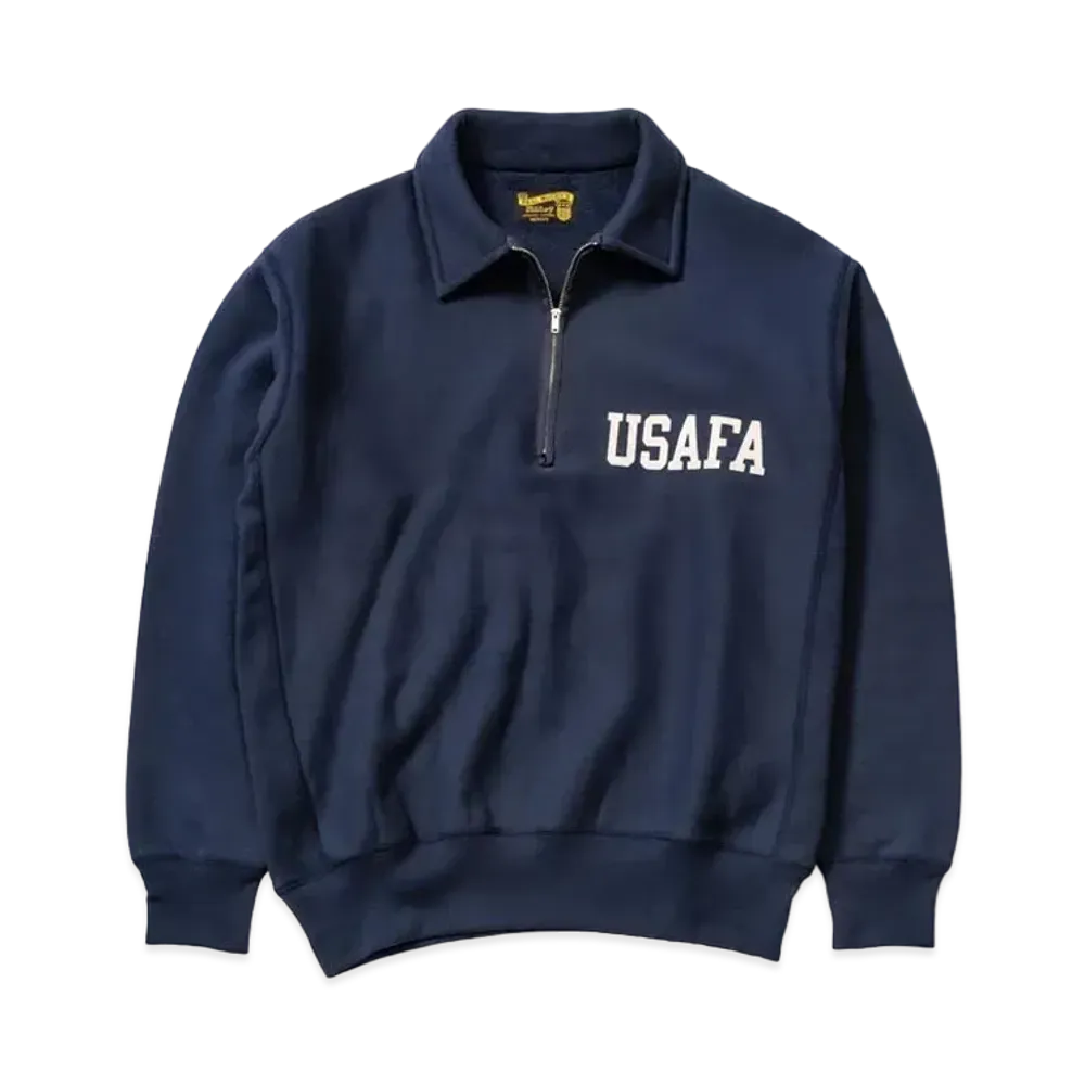 THE REAL McCOY'S Military 1/4 Zip Sweatshirt / Usafa "Navy"