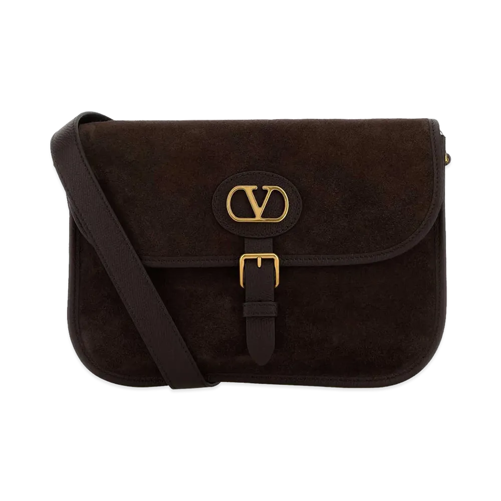 Valentino Suede Antibes Crossbody Bag "Brown"