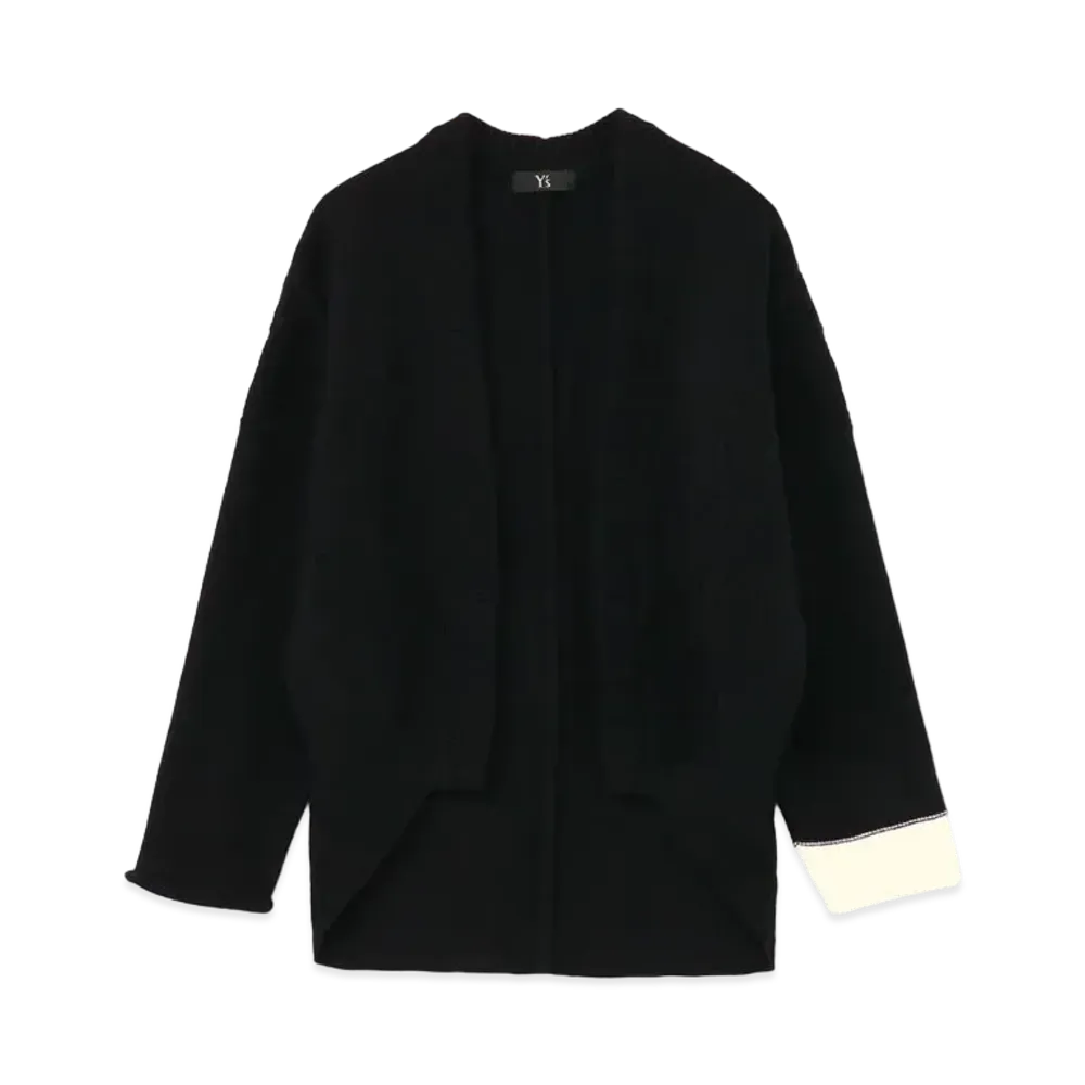 Yohji Yamamoto Y's WOOL CABLE KNITTING COLOR COMBI KNIT CARDIGAN "Black"