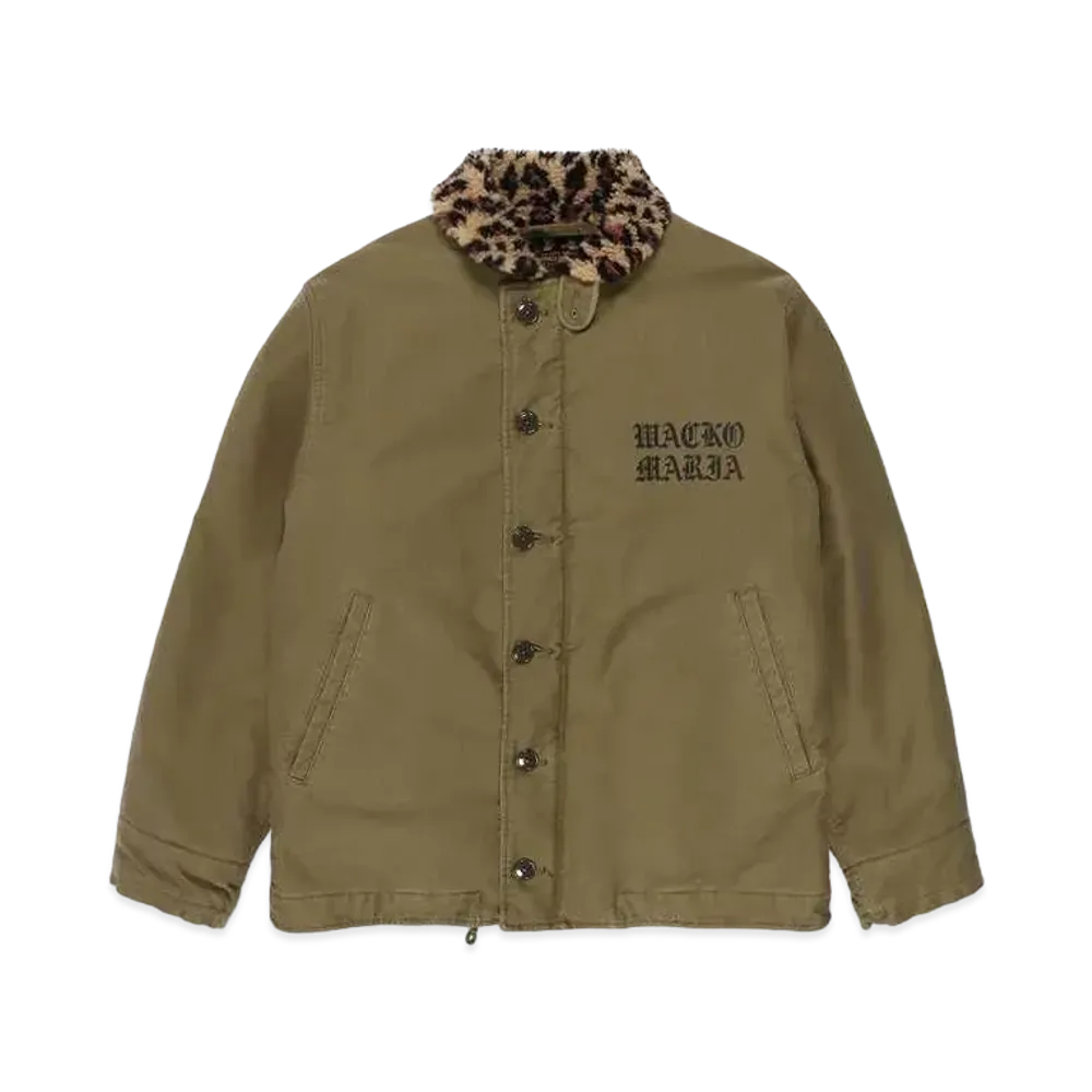 WACKO MARIA Leopard Boa Deck Jacket "Khaki"