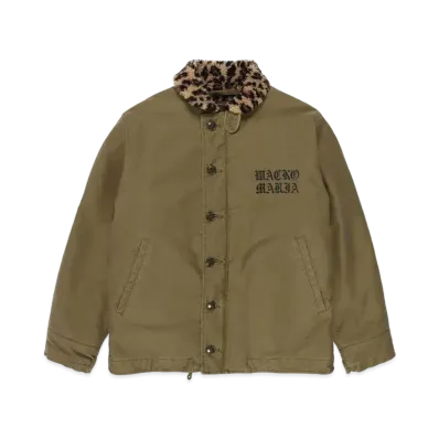 WACKO MARIA Leopard Boa Deck Jacket "Khaki"