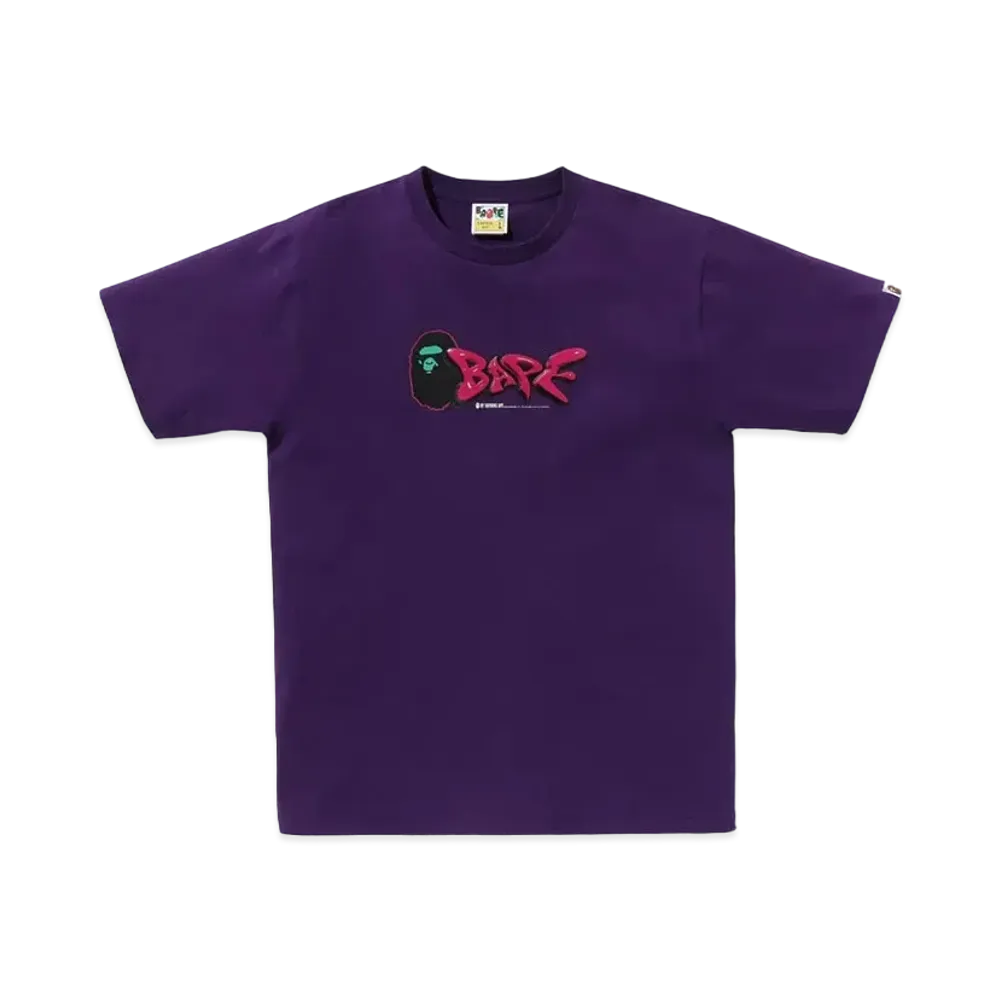 A BATHING APE 3D Art Bape Logo Tee "Purple"
