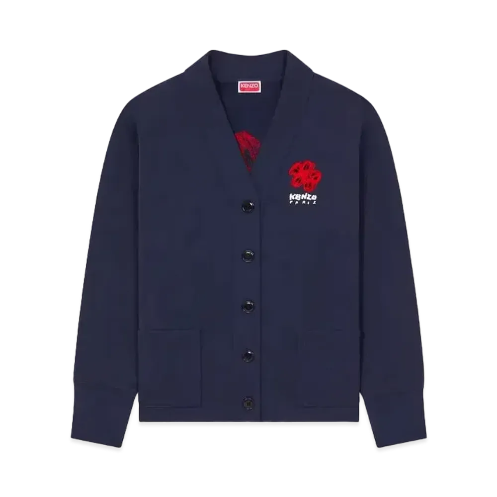 KENZO 'DRAWN VARSITY' Embroidery Cardigan "Midnight Blue"