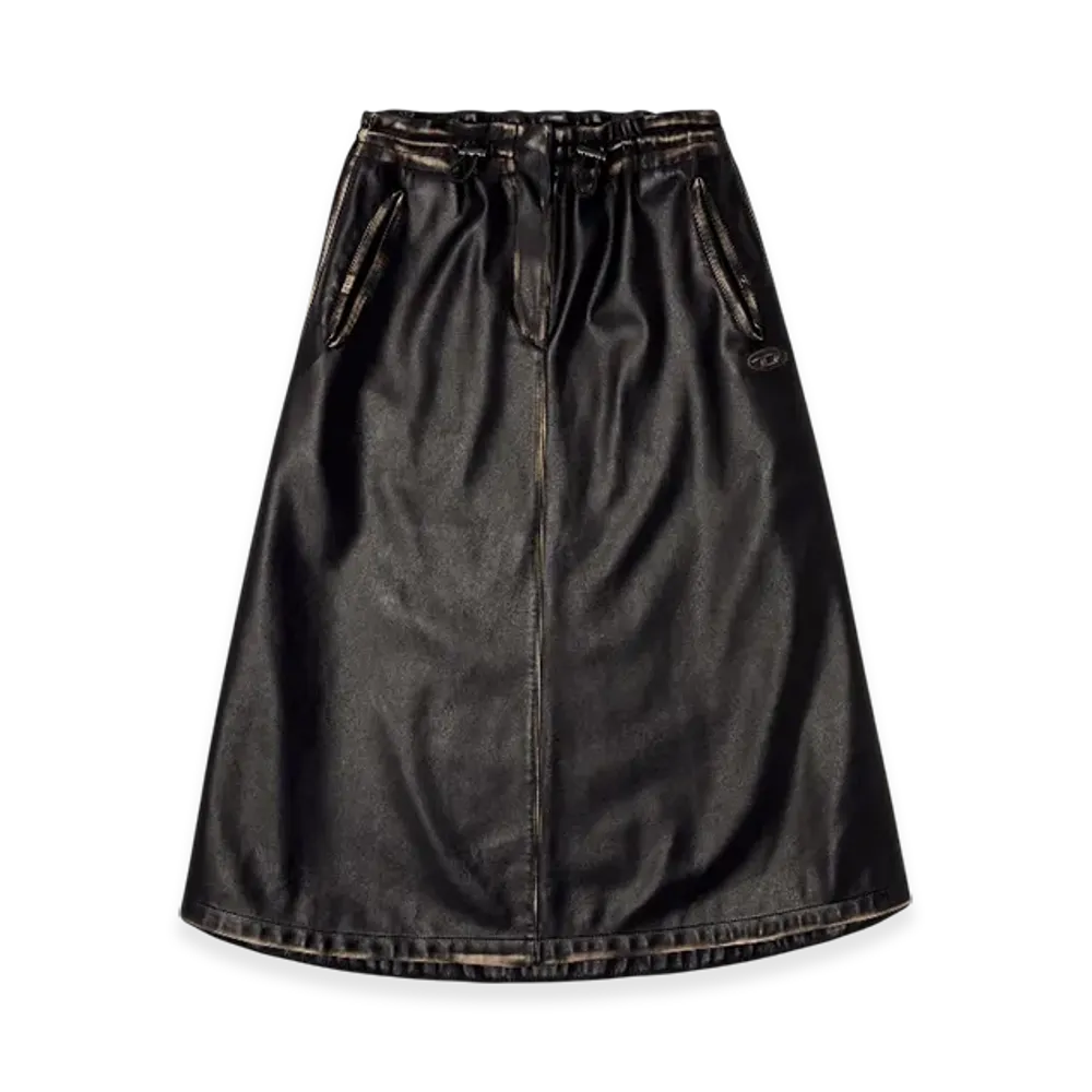 Diesel O-Blivion Skirt In Treated Technical Fabric "Black Brown"