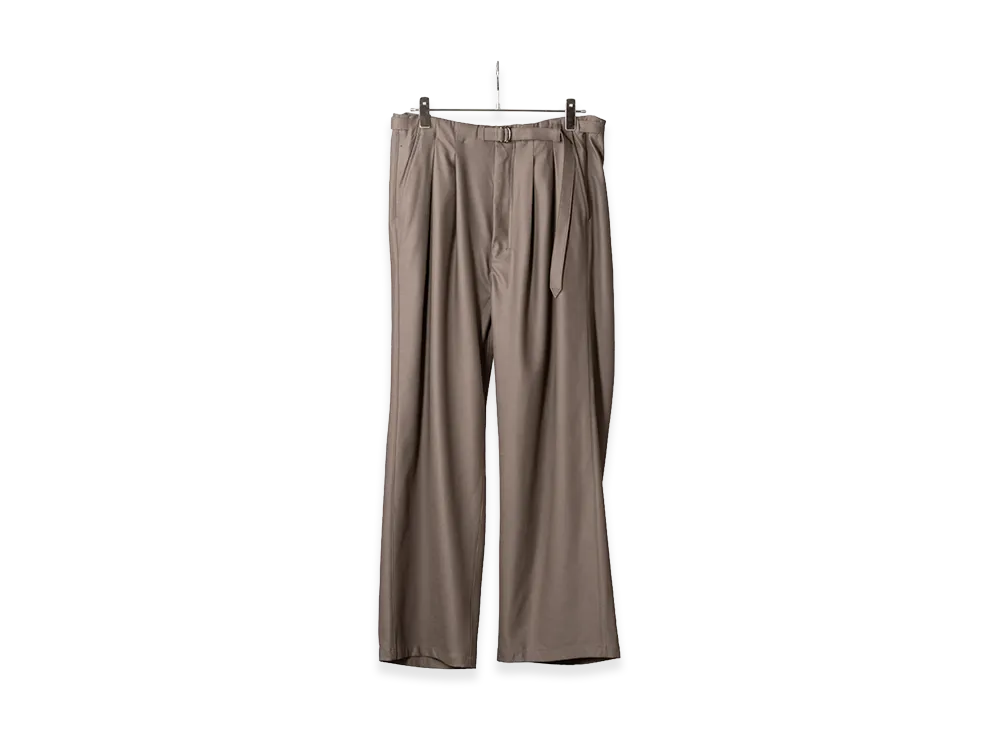ANCELLM Wool Satin Belt-Less Slacks "Charcoal"