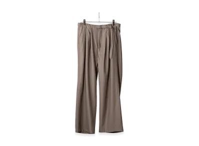ANCELLM Wool Satin Belt-Less Slacks "Charcoal"