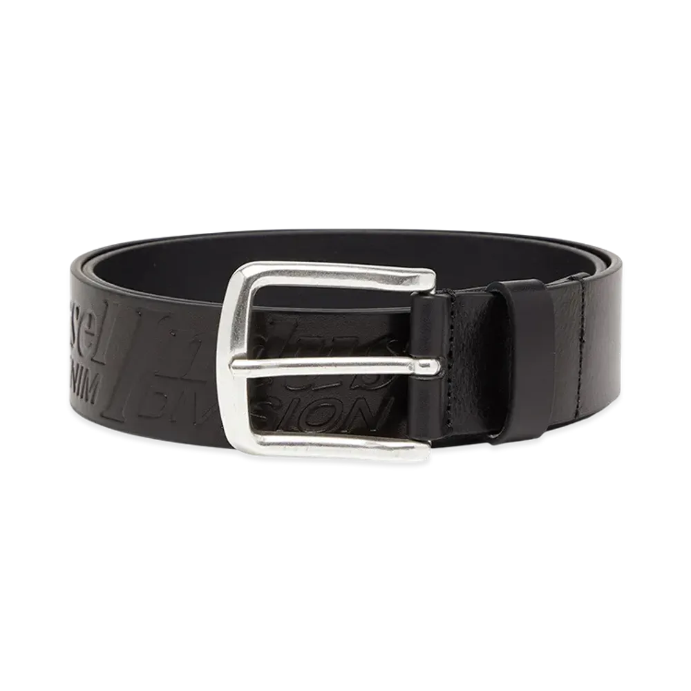 Diesel B-Flag-D Embossed Leather Belt "Black"