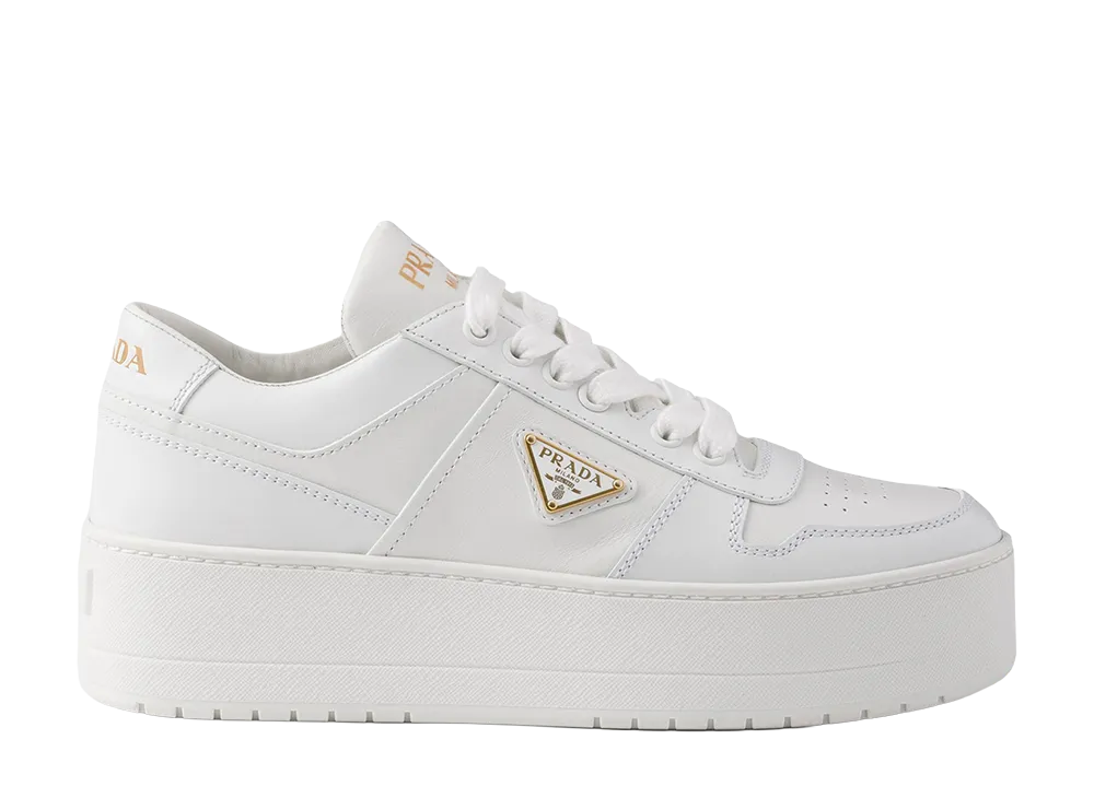 PRADA Women's Downtown Bold Leather Sneakers "White"