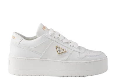 PRADA Women's Downtown Bold Leather Sneakers "White"