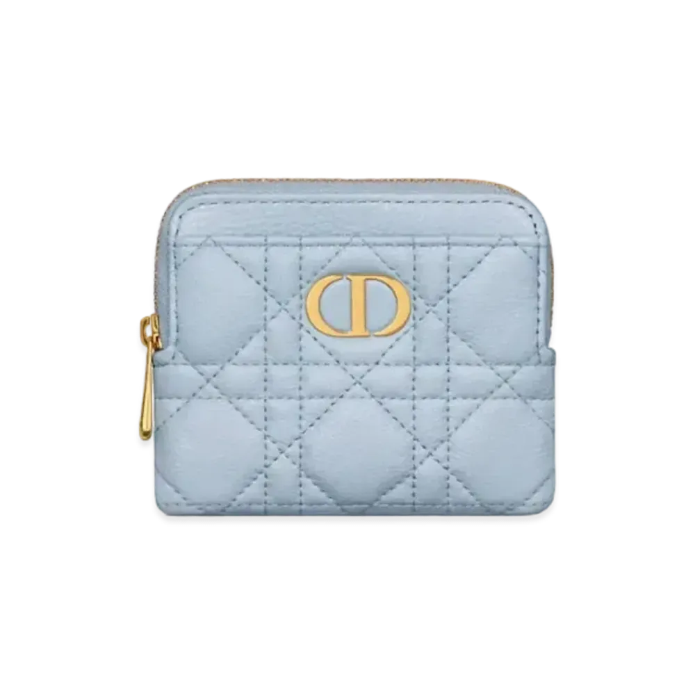 Dior Caro Lavender Wallet Cannage Calfskin "Pail Blue"
