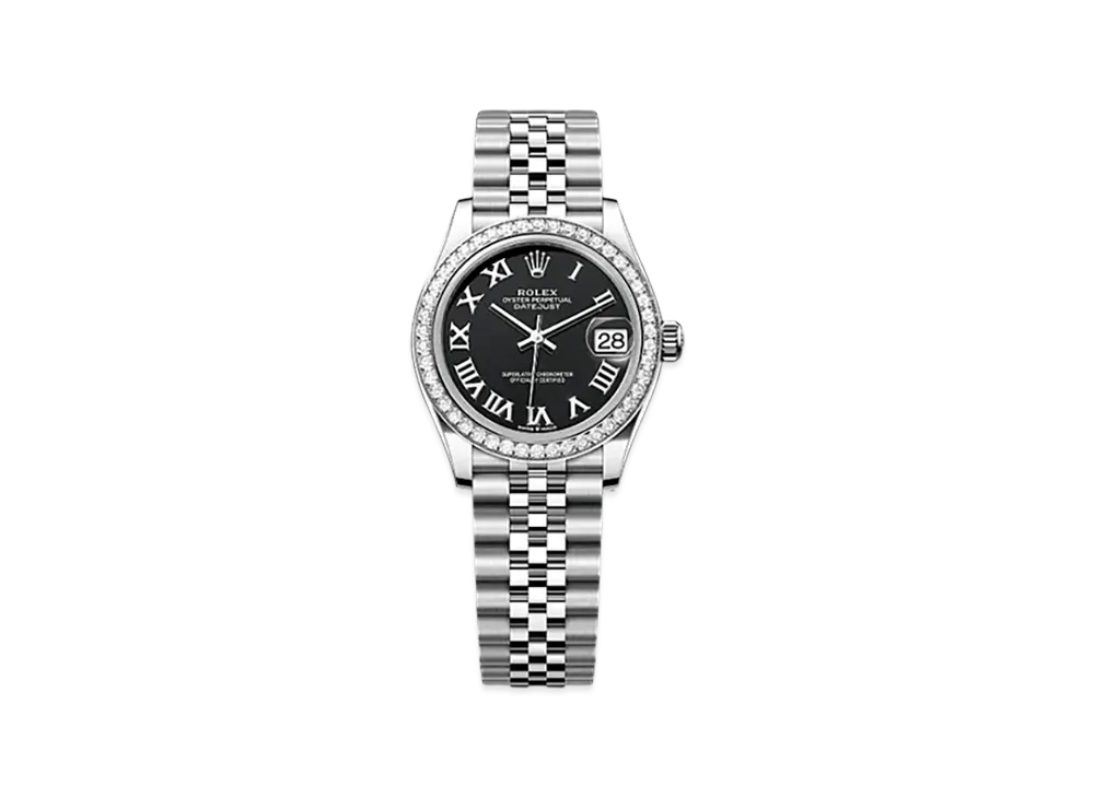 ROLEX Datejust 31 Oystersteel & White Gold Diamonds "Black"