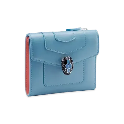 BVLGARI Serpenti Forever Trifold Wallet "Blue"