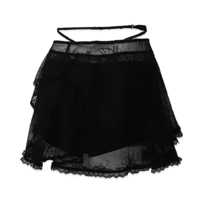 THEREDTHREAD S Wrap Flower Skirt Mini "Black"