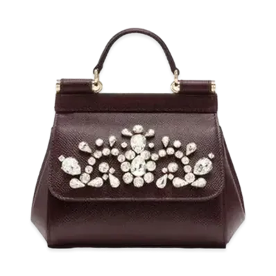 Dolce&Gabbana Sicily Bag Mini Dauphine Calfskin Rhinestone Embroidery "Violet"
