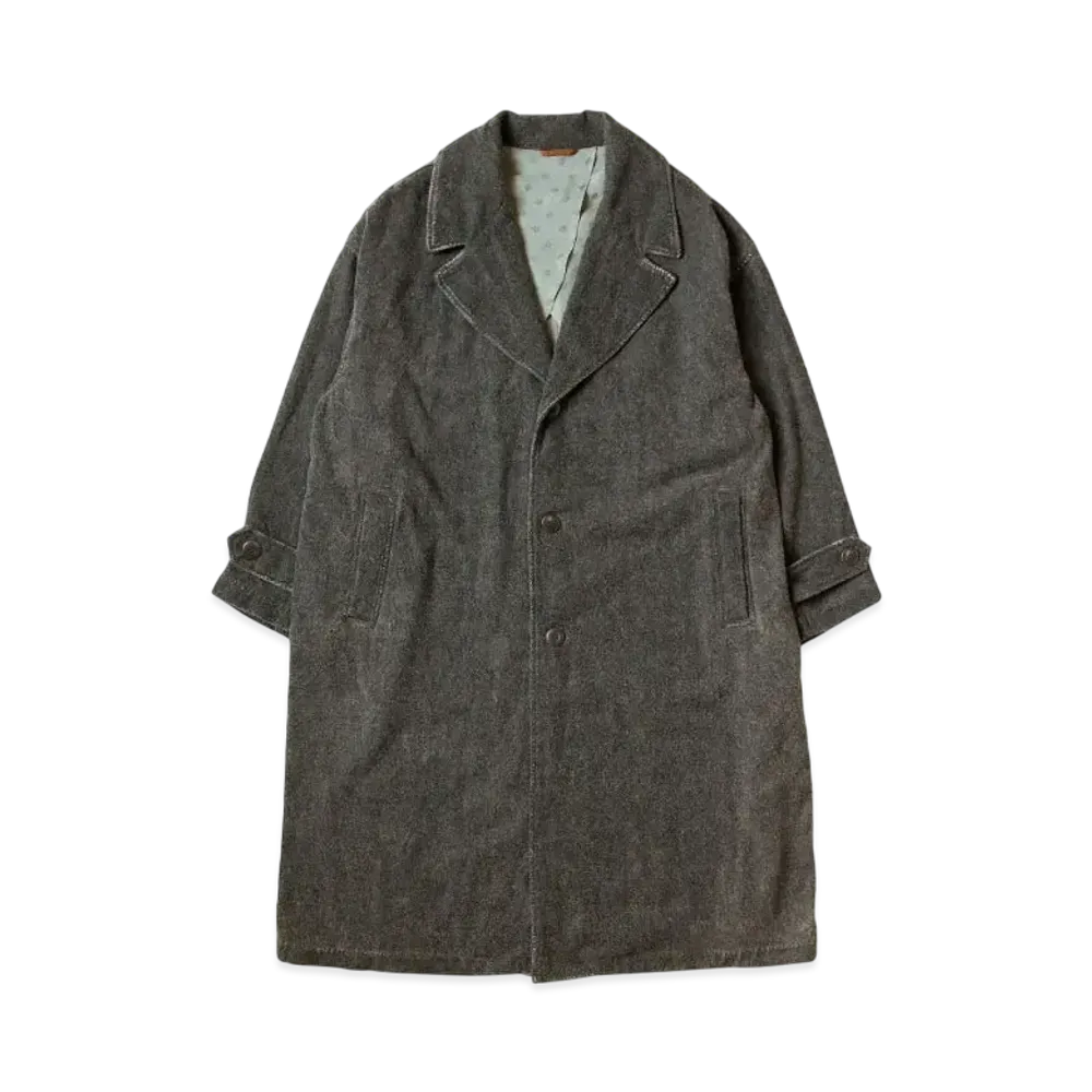 KAPITAL Twill Aging Wool Cavalier Coat "Charcoal"