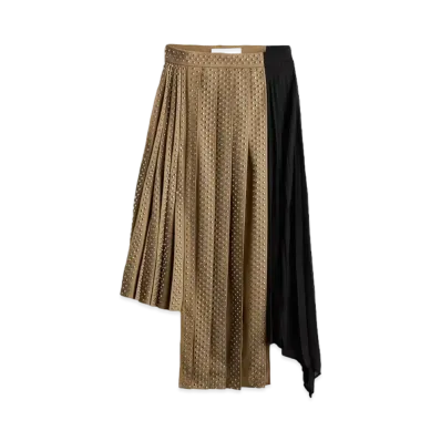 rokh x H&M Wool-Blend Studded Skirt "Dark Beige/Black"