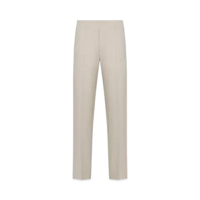 Dior Men's Tailored Track Pants with Christian Dior Couture Tag Virgin Wool and Linen "Beige"