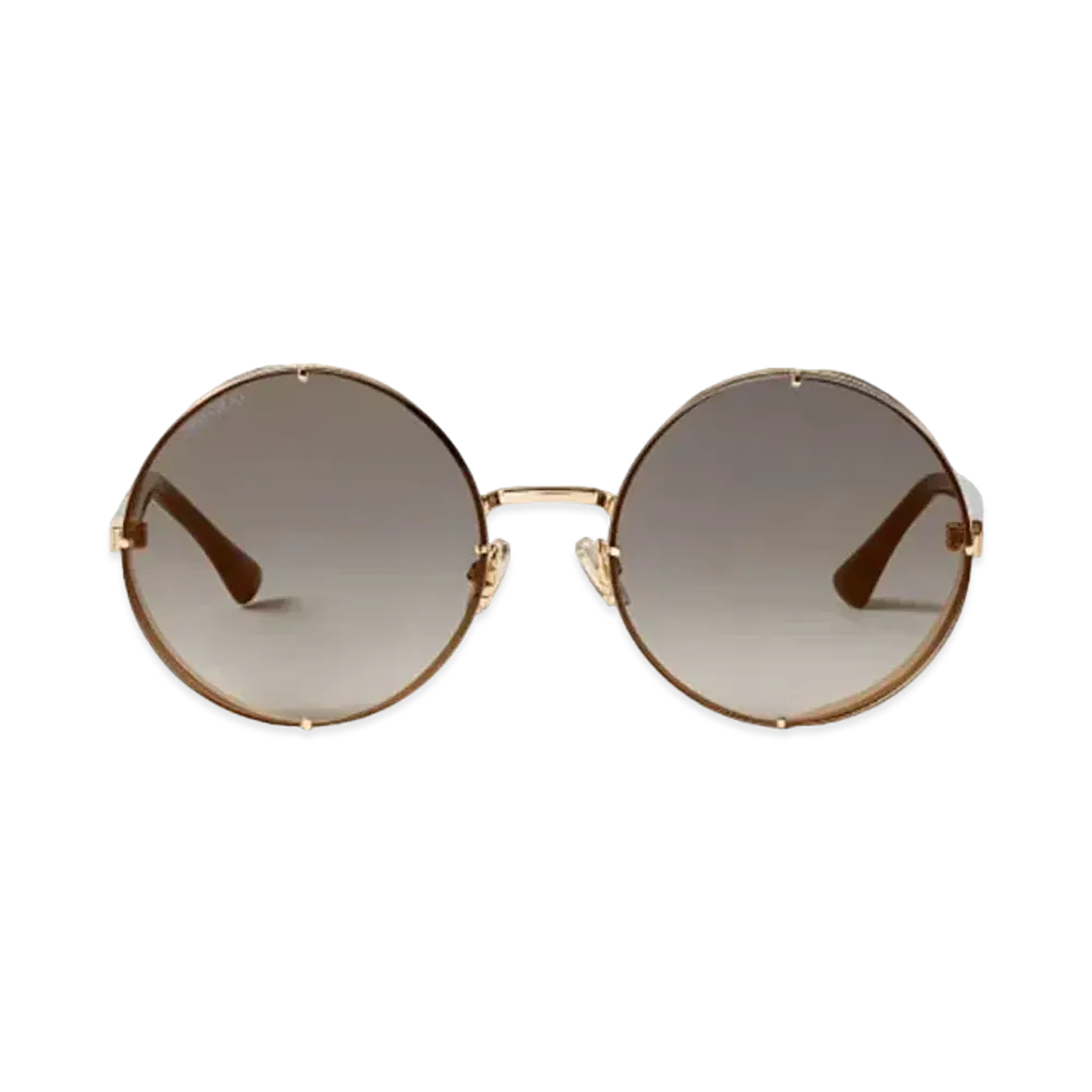 Jimmy Choo Lilo Metal Frame Round Sunglasses With Mirrored Lenses "Grey/Gold/Rose Gold"