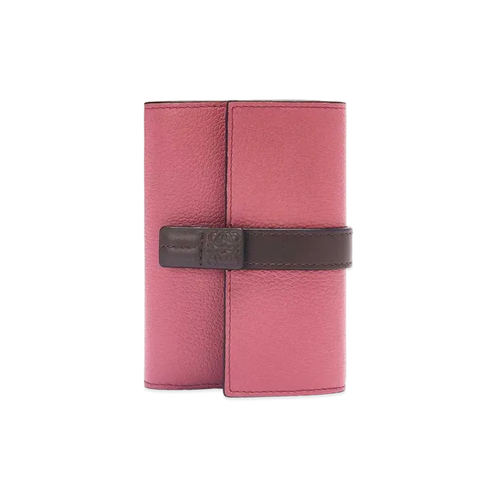 LOEWE Small Vertical Wallet In Soft Grained Calfskin "Plumrose/Chocolate"