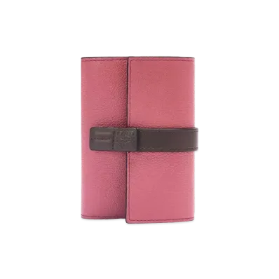 LOEWE Small Vertical Wallet In Soft Grained Calfskin "Plumrose/Chocolate"