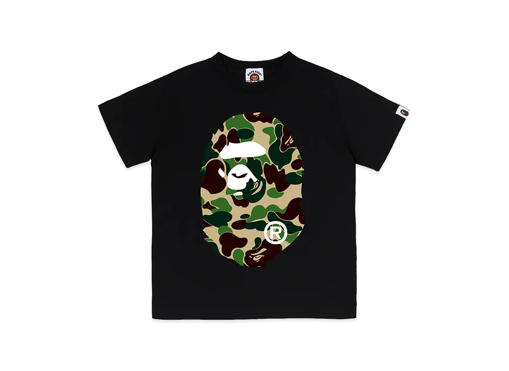 A BATHING APE Kids ABC Camo Big Ape Head Tee "Black/Green"