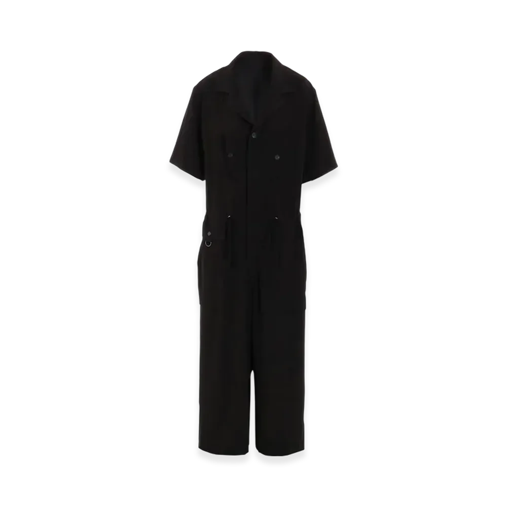 S'YTE Crepe de Chine Short Sleeve Military All-In-One "Black"