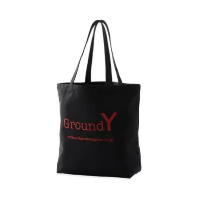 Ground Y Cotton Canvas Logo Tote Bag "Black/Red"