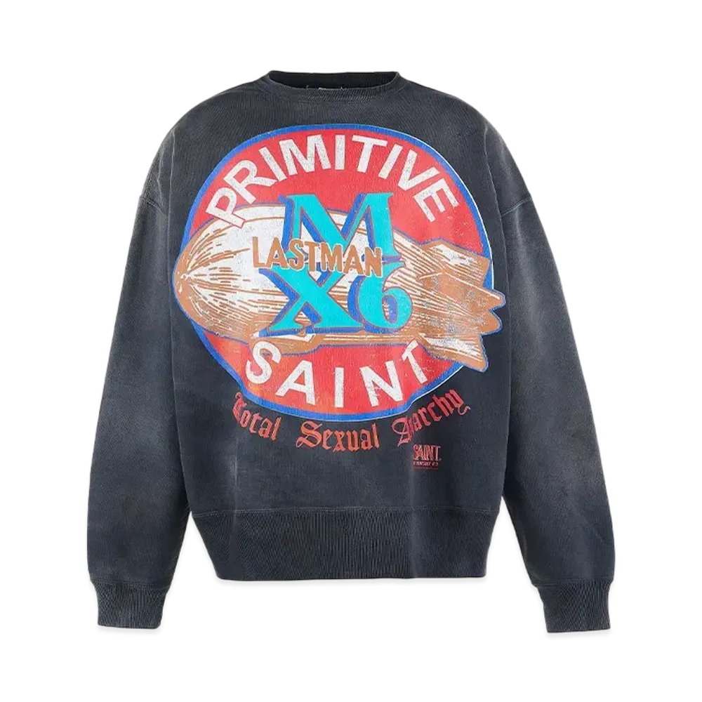 SAINT Mxxxxxx x LASTMAN Crw-N Sweat Primitive "Black"