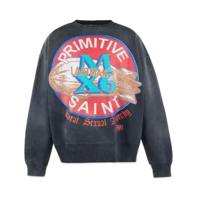 SAINT Mxxxxxx x LASTMAN Crw-N Sweat Primitive "Black"