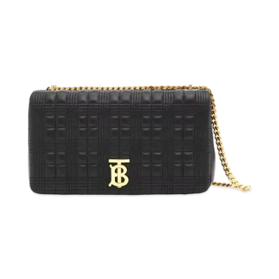 Burberry Medium Quilting Lambskin Lola Bag "Black/Light Gold"