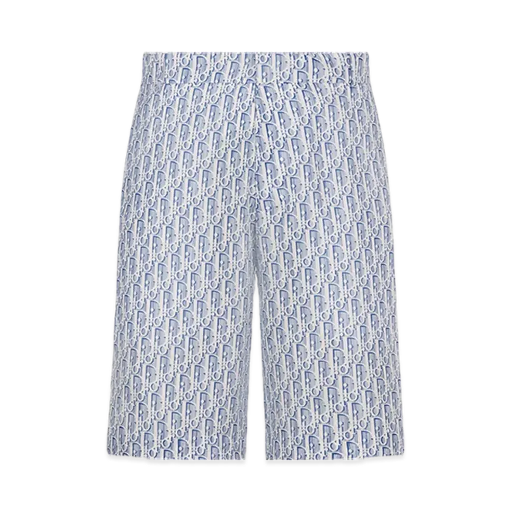 Dior Oblique Bermuda Shorts Silk Twill "Blue Striped"