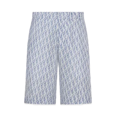 Dior Oblique Bermuda Shorts Silk Twill "Blue Striped"