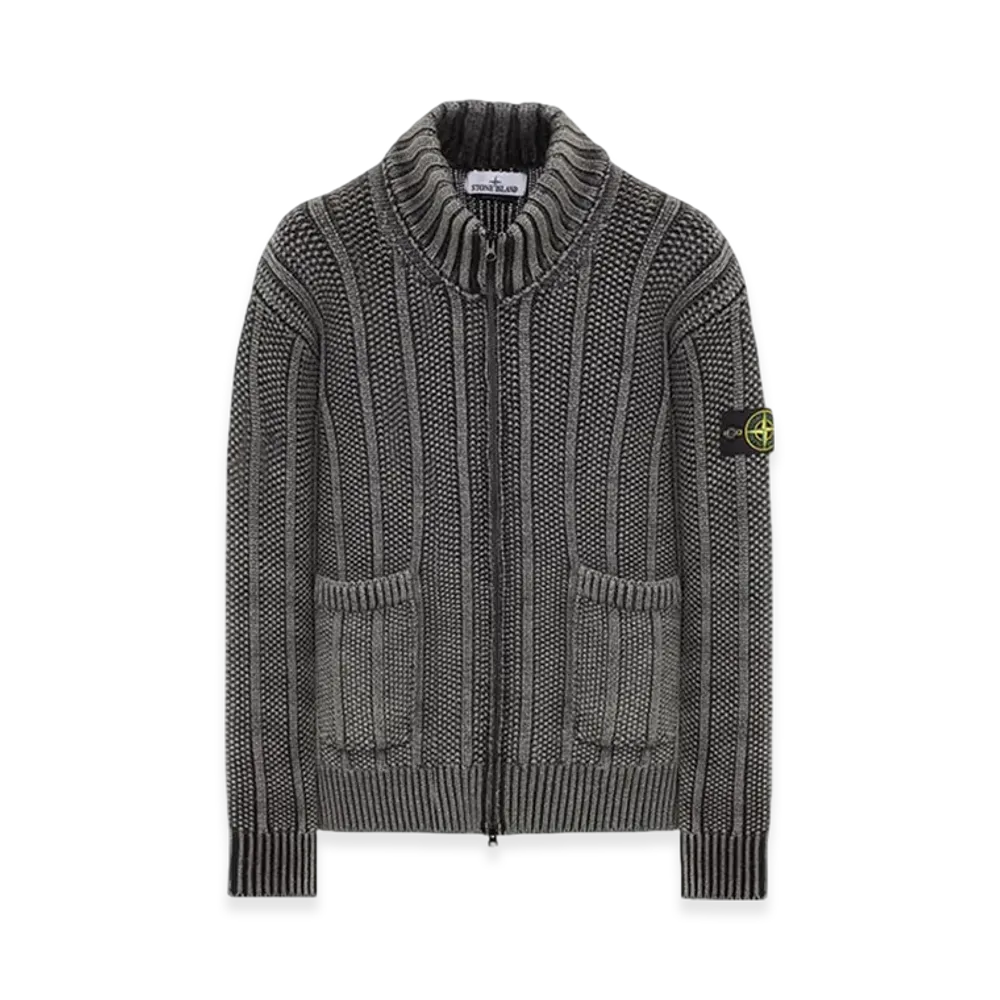 Stone Island 567T1 Dust Color Treatment Pure Wool Cardigan Knit - 23FW "Black"