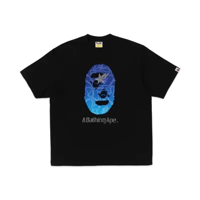 A BATHING APE Line Camo Ape Head Relaxed Fit Tee "Black"