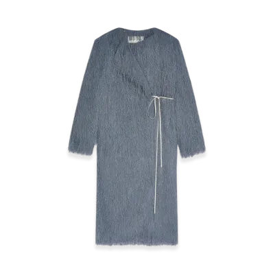 DRIES VAN NOTEN Women's Fringed Coat "Dark grey"