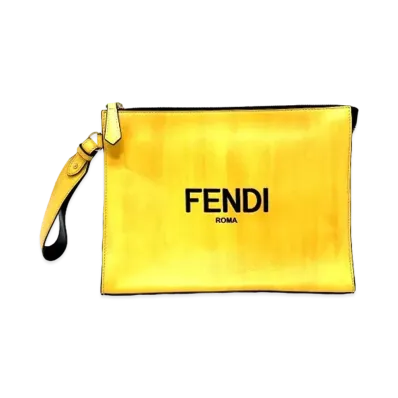FENDI Pack and Pequin Clutch Bag with Strap "Yellow/Black"
