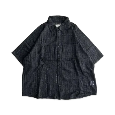 BALLSY.BROTHERS military sheer loose shirt "BLACK"