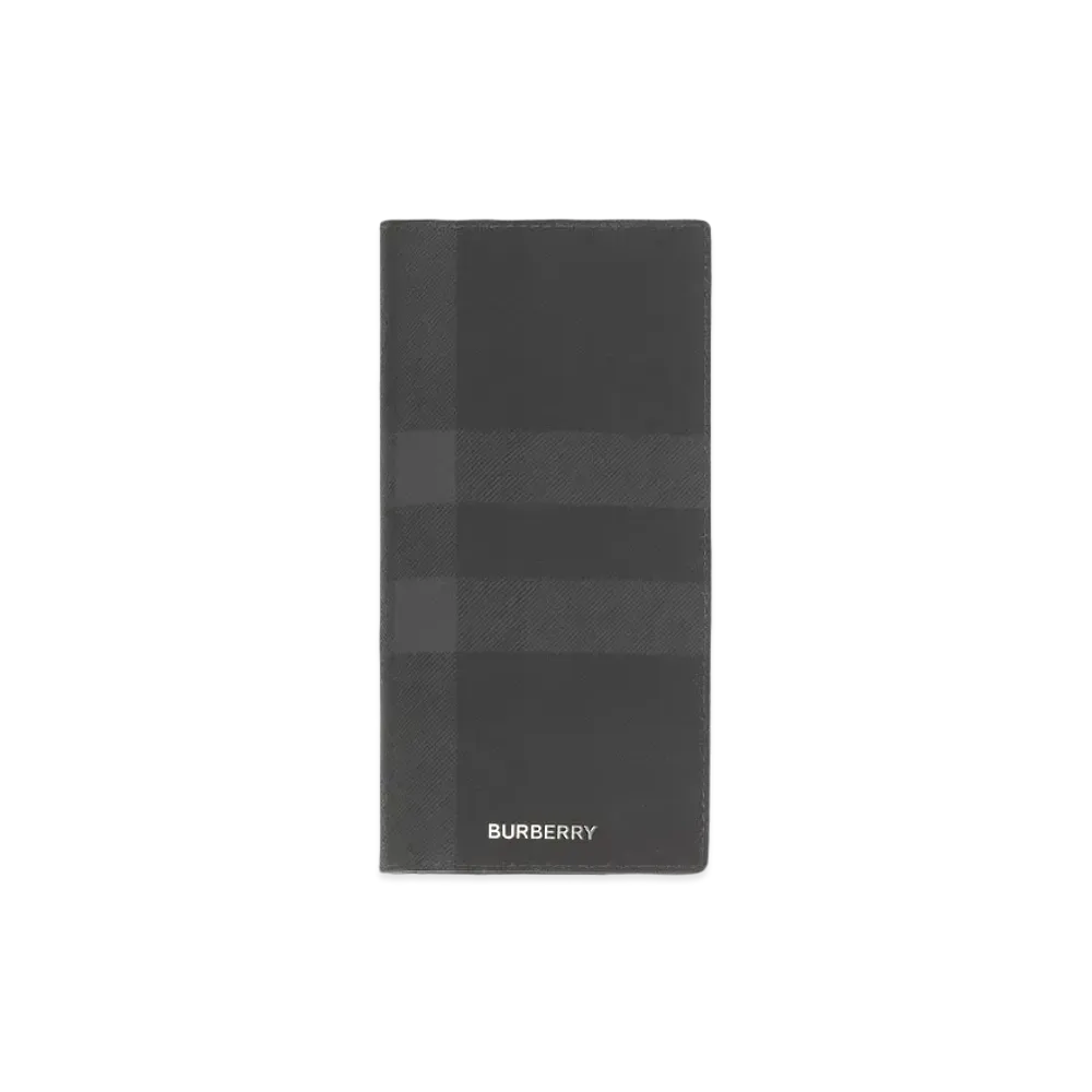 Burberry Check & Leather Continental Wallet "Charcoal"