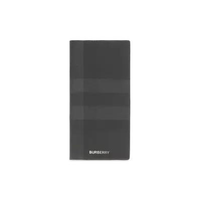 Burberry Check & Leather Continental Wallet "Charcoal"