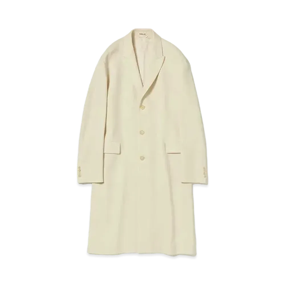 AURALEE Double Cloth High Count Wool Chesterfield Coat "Ivory"
