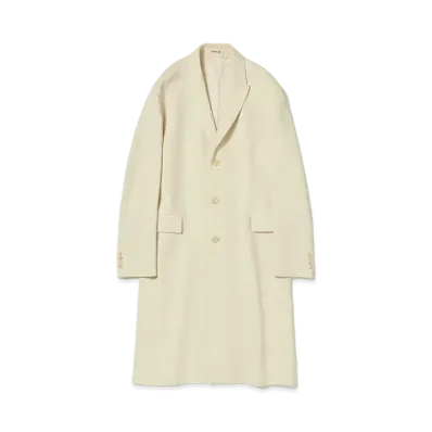 AURALEE Double Cloth High Count Wool Chesterfield Coat "Ivory"